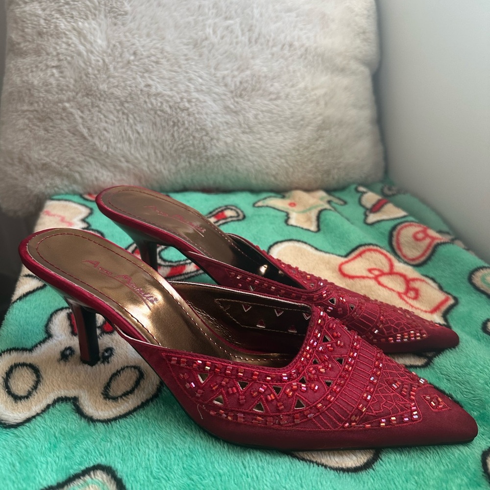 Anne Michelle Red Embellished Heels